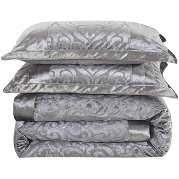 Quilted Jacquard Velvet Infinity Bedspread Set Throw Bedding Set Includes Soft Bed Throw Comforter with 2 Pillow Shams Machine Wash