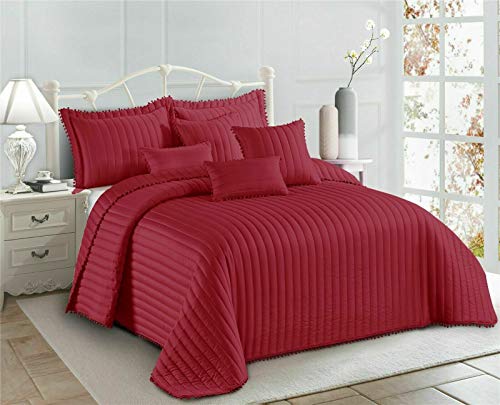 3 Piece Quilted Bedspread Embossed Pattern Comforter Bedding Set Bed Throw with Pillow Shams