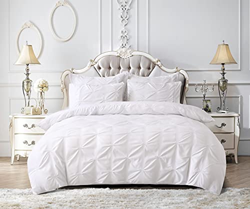 3 Piece Pintuck Duvet Cover Set Luxury Microfiber Soft Bedding Set Quilt Cover With 2 Pillow Cases