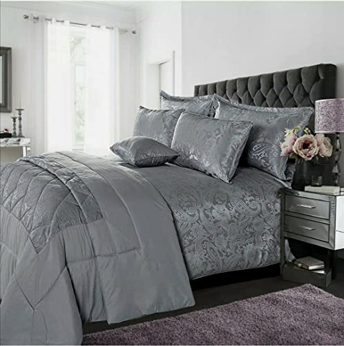 Luxury Quilted Jacquard Bedspreads Bed Throw 3 Piece Bedding Set Includes Comforter & 2 Pillow Shams Paisley Damask Coverlet Embroidered