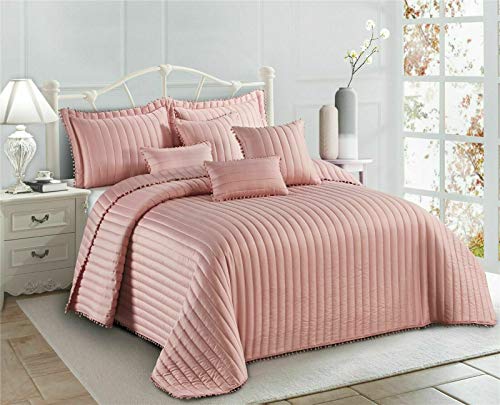 3 Piece Quilted Bedspread Embossed Pattern Comforter Bedding Set Bed Throw with Pillow Shams