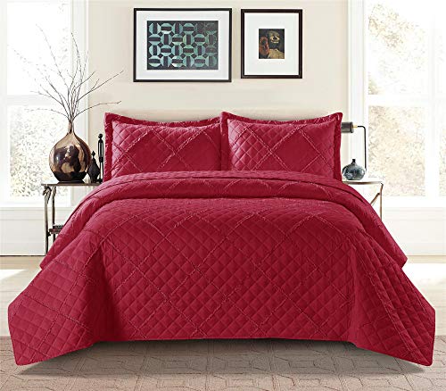 Quilted Bedspread Embossed Pattern Comforter Coverlet Bedding Set Bed Throw With 1 Pillow Sham