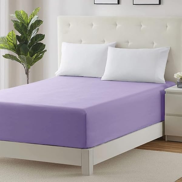 Extra Deep 30Cm Plain Fitted Sheet, Elastic Pocket Breathable Soft Polyester Cotton Bed sheet Machine Washable Fade Resistant