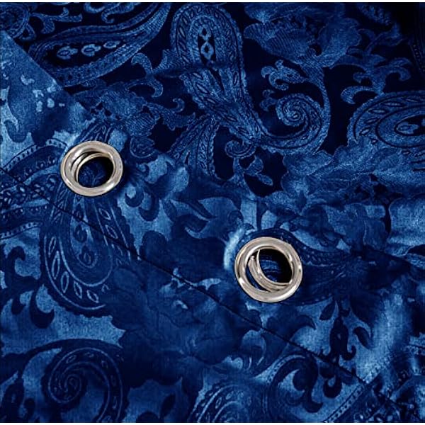 Cleo Curtains For Living Room Ring Top/Eyelet Paisley Jacquard Curtains & Drapes Fully Lined Modern Panels for Bedroom 2 Free Tie Backs