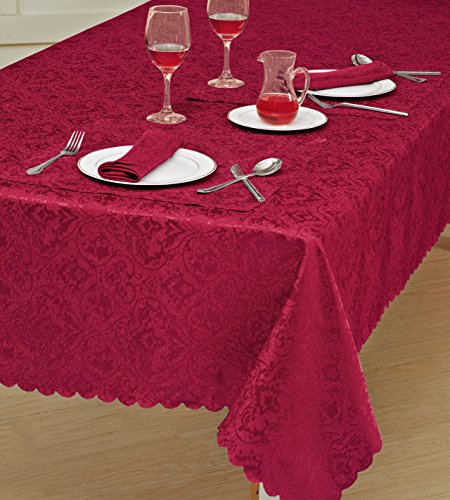 Home Decorative Classic Damask Printed Jacquard Tablecloth Rectangle Round Runner Napkin Table Cover Cloth Protector for Kitchen Picnic