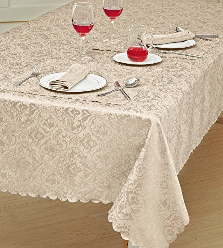 Home Decorative Classic Damask Printed Jacquard Tablecloth Rectangle Round Runner Napkin Table Cover Cloth Protector for Kitchen Picnic