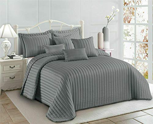 3 Piece Quilted Bedspread Embossed Pattern Comforter Bedding Set Bed Throw with Pillow Shams