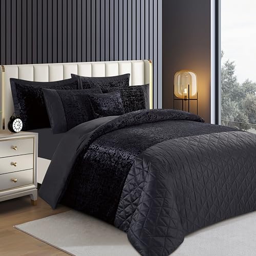 3 Piece Velvet Duvet Cover Quilt Bedding Set with Matching Pillow Cases Soft Quilt Cover Easy Care Hypoallergenic