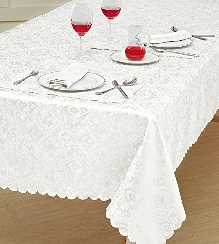 Home Decorative Classic Damask Printed Jacquard Tablecloth Rectangle Round Runner Napkin Table Cover Cloth Protector for Kitchen Picnic