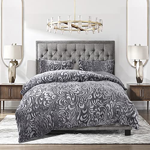Teddy Fleece Duvet Cover Set 3 Pcs Pressed Velvet Quilt Cover with 2 Pillowcases Super Soft Bedding Set Anti-allergy Machine Washable
