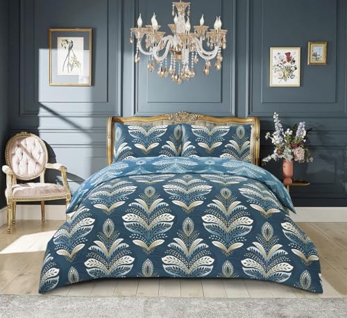 Floral Grey Duvet Cover Set 3 Pcs Polyester-Cotton Quilt Cover Bedding Set With Pillow Cases Easy Care Machine Washable Anti Allergic