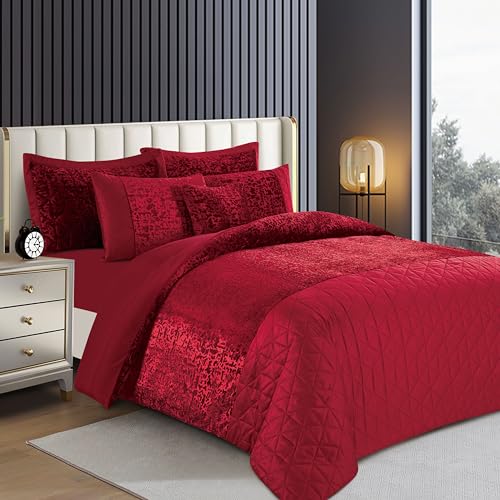 3 Piece Velvet Duvet Cover Quilt Bedding Set with Matching Pillow Cases Soft Quilt Cover Easy Care Hypoallergenic