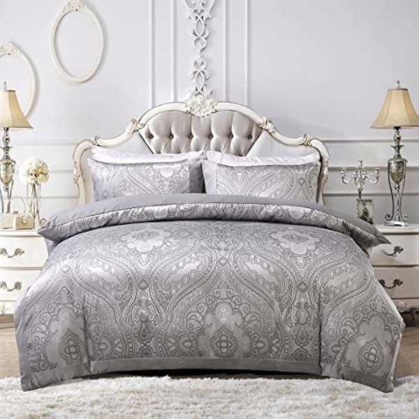 3 Piece Duvet Cover Set 100% Microfiber Satin Jacquard Quilt Cover Bedding Set With Pillow Cases Easy Care Machine Washable