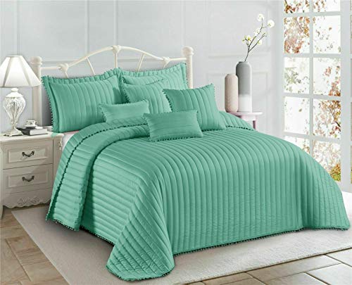 3 Piece Quilted Bedspread Embossed Pattern Comforter Bedding Set Bed Throw with Pillow Shams