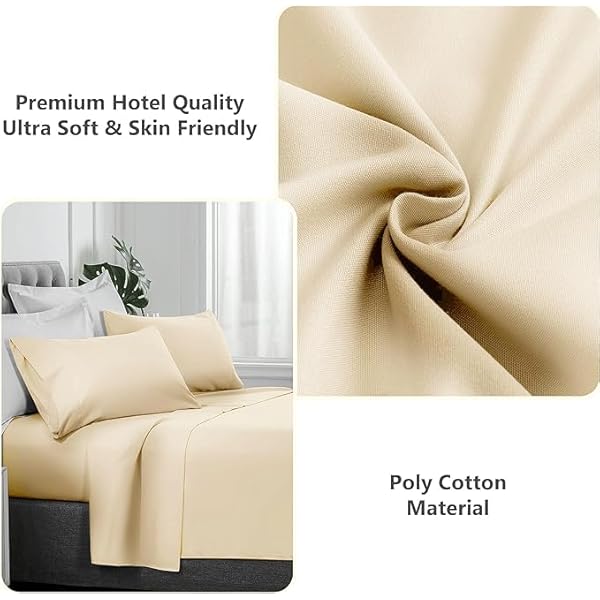 Luxury Polyester Cotton Percale Flat Sheet Bedding - Soft, Cozy, Wrinkle and Fade Resistant Bed Top Sheet Bedding Flat Sheet