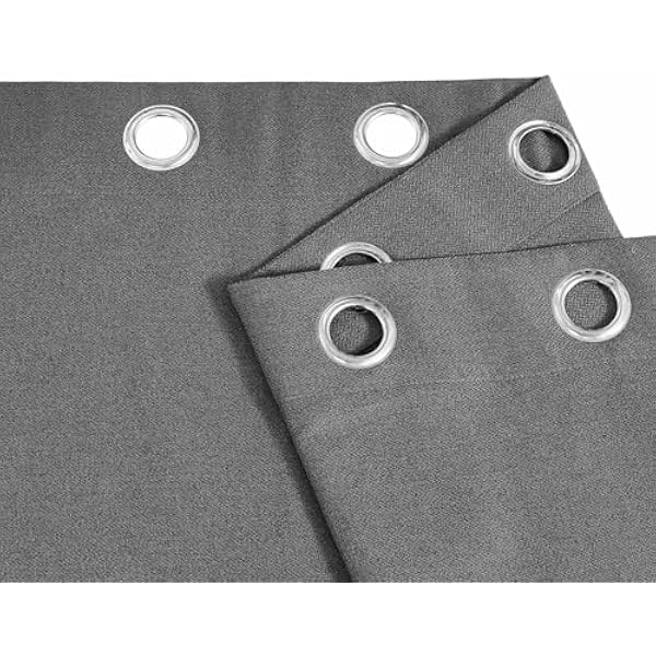 Blackout Curtains for Bedroom Soft Thermal Insulated Heavy Curtains Eyelet Ring Top Readymade Blackout Living Room Curtains Pair Panels with Tiebacks