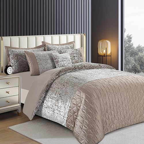 3 Piece Velvet Duvet Cover Quilt Bedding Set with Matching Pillow Cases Soft Quilt Cover Easy Care Hypoallergenic