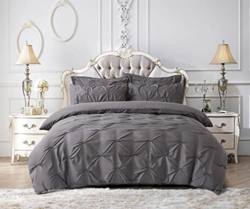 3 Piece Pintuck Duvet Cover Set Luxury Microfiber Soft Bedding Set Quilt Cover With 2 Pillow Cases