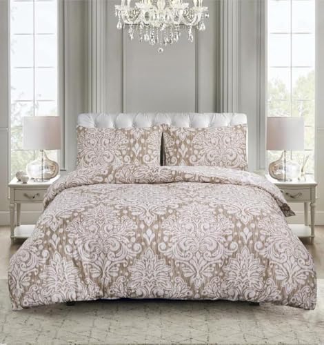 Duvet Cover Set 4 Pcs Polyester-Cotton Quilt Cover Bedding Set With Pillow Cases and Extra Fitted Sheet Included Easy Care