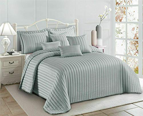 3 Piece Quilted Bedspread Embossed Pattern Comforter Bedding Set Bed Throw with Pillow Shams
