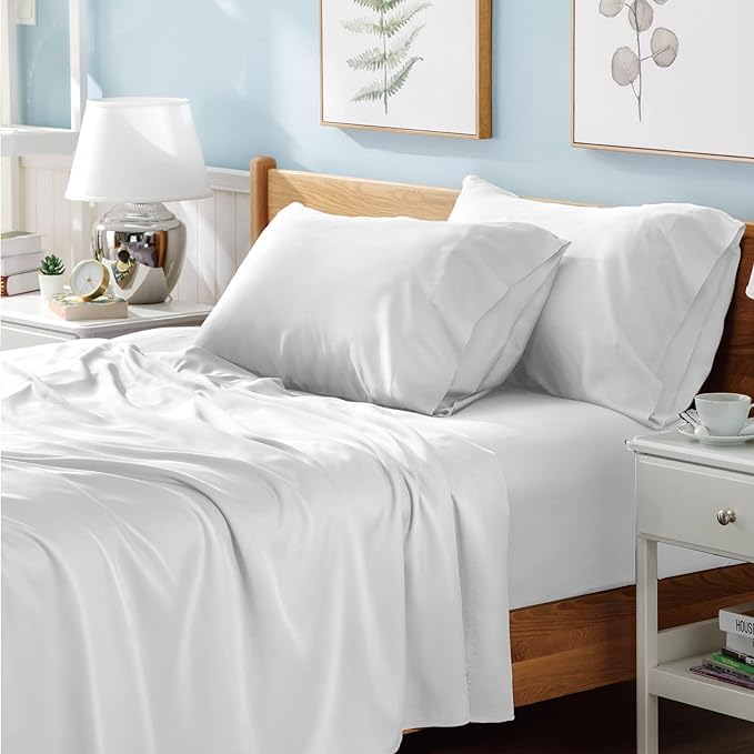 Luxury Polyester Cotton Percale Flat Sheet Bedding - Soft, Cozy, Wrinkle and Fade Resistant Bed Top Sheet Bedding Flat Sheet