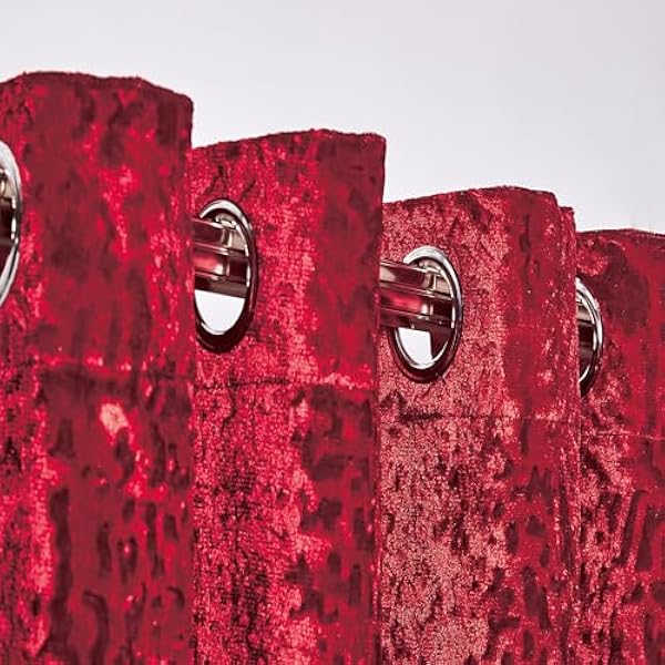 Velvet Curtains Luxury Eyelet Ring Top Plush Curtains for Living Room, Bed Room, Home & Office Window Pair Panel with 2 Tie Backs