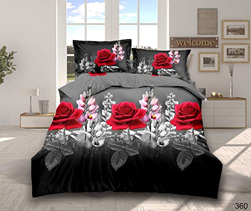 3D Duvet Cover Set 4 Piece Microfiber Printed Design Quilt Cover Bedding Set with Pillow Cases and Extra Fitted Sheet Machine Washable