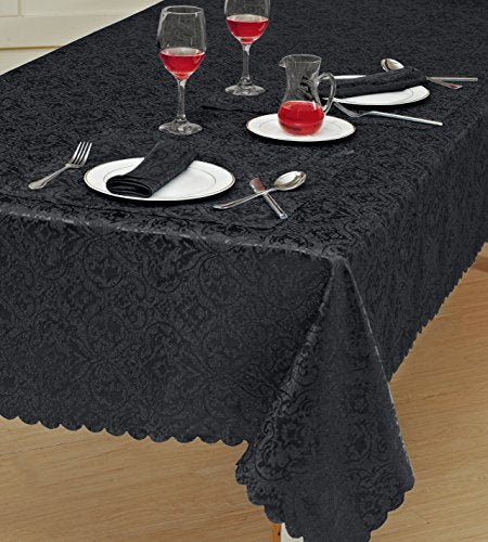 Home Decorative Classic Damask Printed Jacquard Tablecloth Rectangle Round Runner Napkin Table Cover Cloth Protector for Kitchen Picnic