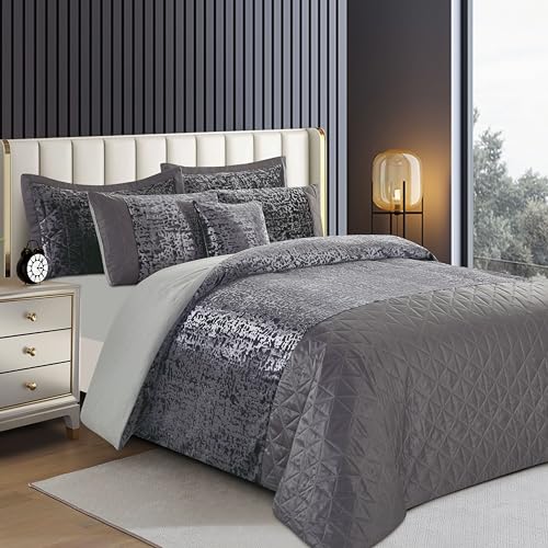 3 Piece Velvet Duvet Cover Quilt Bedding Set with Matching Pillow Cases Soft Quilt Cover Easy Care Hypoallergenic