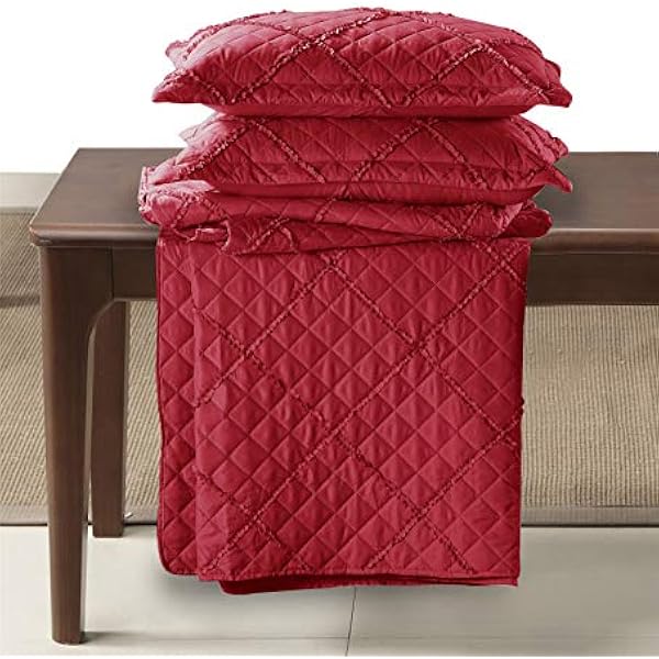 Quilted Bedspread Embossed Pattern Comforter Coverlet Bedding Set Bed Throw With 2 Pillow Shams