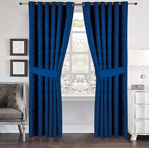 Cleo Curtains For Living Room Ring Top/Eyelet Paisley Jacquard Curtains & Drapes Fully Lined Modern Panels for Bedroom 2 Free Tie Backs