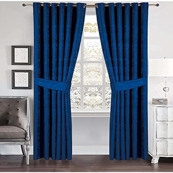 Cleo Curtains For Living Room Ring Top/Eyelet Paisley Jacquard Curtains & Drapes Fully Lined Modern Panels for Bedroom 2 Free Tie Backs