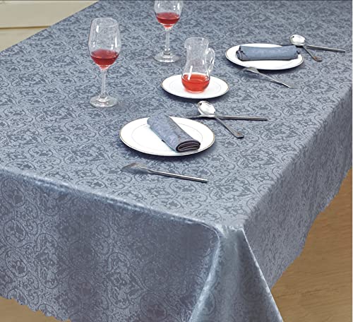 Home Decorative Classic Damask Printed Jacquard Tablecloth Rectangle Round Runner Napkin Table Cover Cloth Protector for Kitchen Picnic