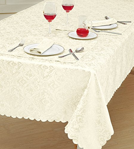 Home Decorative Classic Damask Printed Jacquard Tablecloth Rectangle Round Runner Napkin Table Cover Cloth Protector for Kitchen Picnic
