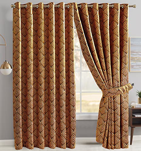 Curtains for Living Room Ring Top/Eyelet 3D Wave Jacquard Curtains Fully Lined Modern Panels for bedroom windows