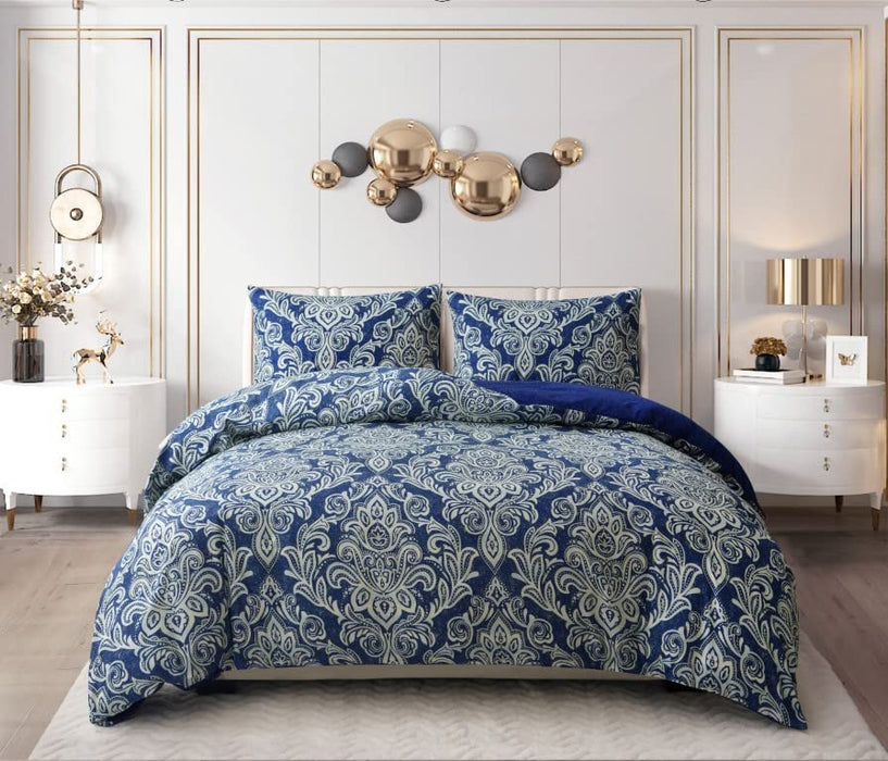 Floral Grey Duvet Cover Set 3 Pcs Polyester-Cotton Quilt Cover Bedding Set With Pillow Cases Easy Care Machine Washable Anti Allergic