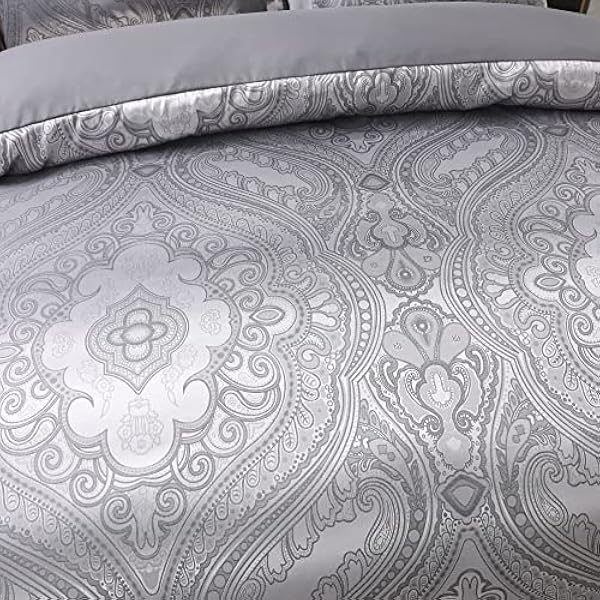3 Piece Duvet Cover Set 100% Microfiber Satin Jacquard Quilt Cover Bedding Set With Pillow Cases Easy Care Machine Washable