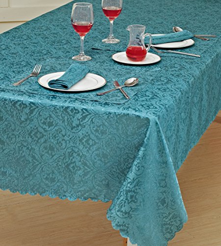 Home Decorative Classic Damask Printed Jacquard Tablecloth Rectangle Round Runner Napkin Table Cover Cloth Protector for Kitchen Picnic
