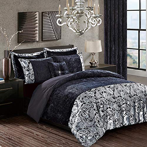 Solid Crushed Velvet Duvet Cover Luxury 3 Piece Bedding Set Ultra Soft Quilt Cover Easy Care Bedding