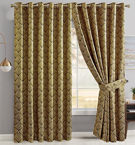 Curtains for Living Room Ring Top/Eyelet 3D Wave Jacquard Curtains Fully Lined Modern Panels for bedroom windows