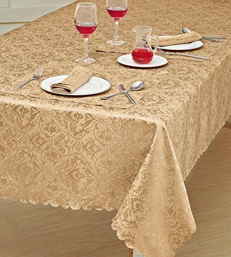 Home Decorative Classic Damask Printed Jacquard Tablecloth Rectangle Round Runner Napkin Table Cover Cloth Protector for Kitchen Picnic
