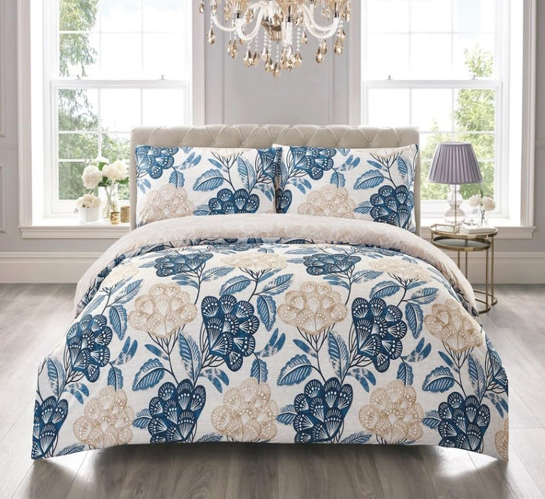 Floral Grey Duvet Cover Set 3 Pcs Polyester-Cotton Quilt Cover Bedding Set With Pillow Cases Easy Care Machine Washable Anti Allergic