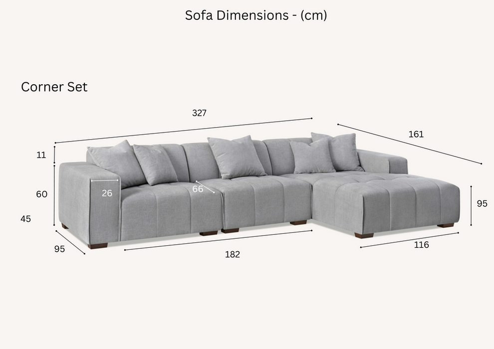 Aluxo Leonard Left Hand Corner Group In Cloudy Grey Boucle Footstool