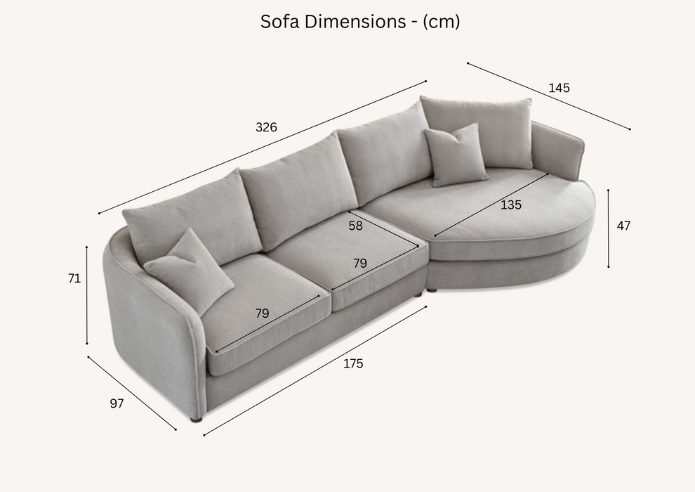 ALUXO® Rubin Corner Chaise in Charcoal Boucle
