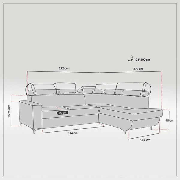 Houston Pink Corner Sofa Bed