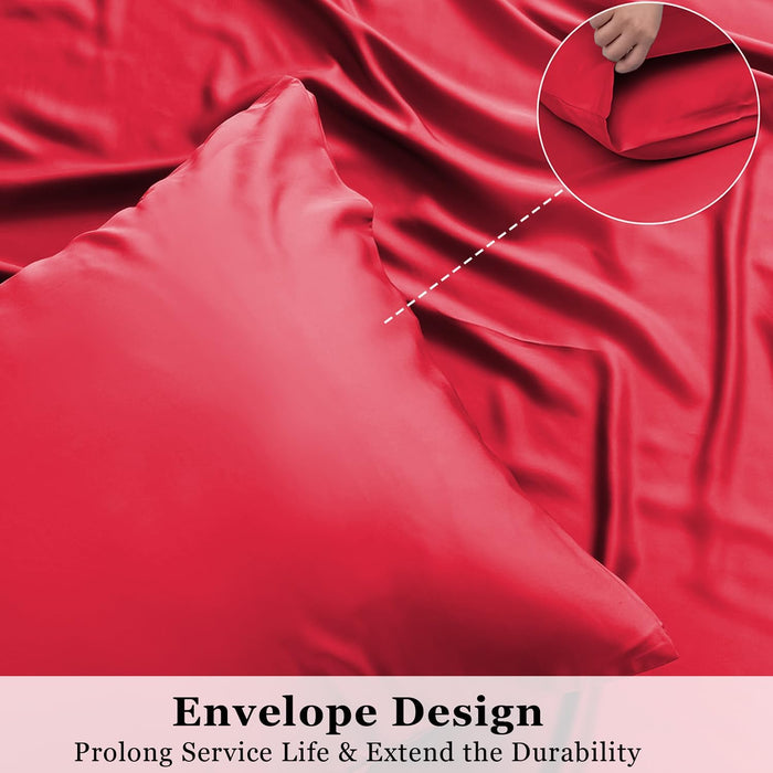 Pillow Cases 2 Pack Standard Size Polyester Cotton Pillow Cover with Envelop Closure Wrinkle Fade Resistant Pillowcases Machine Washable (Red, 50 X 75 Cm | Pack of 2)