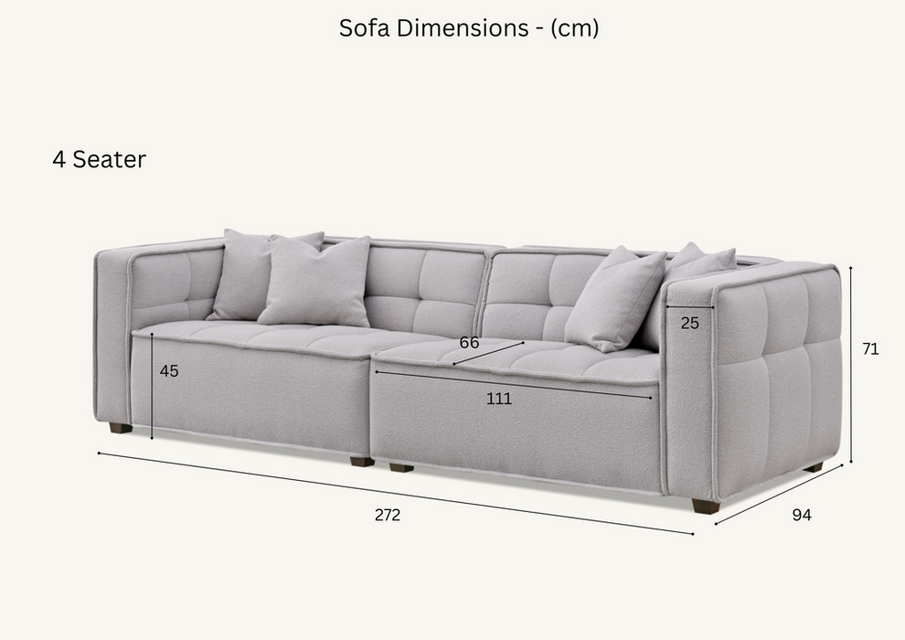 Aluxo Murray Sofa Range In Putty Boucle Fabric 3 Seater