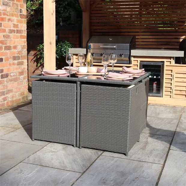 Cannes 8 Seat Cube Dining Set Grey