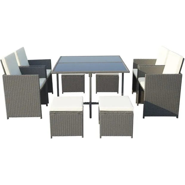 Cannes 8 Seat Cube Dining Set Grey