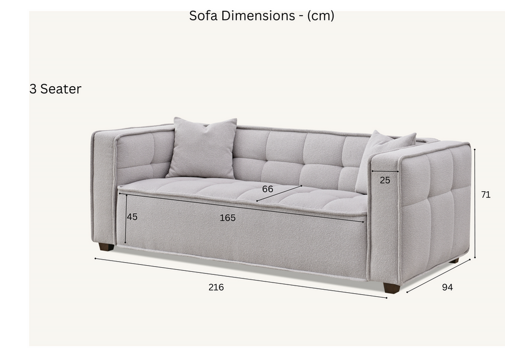 Aluxo Murray Sofa Range In Putty Boucle Fabric 3 Seater